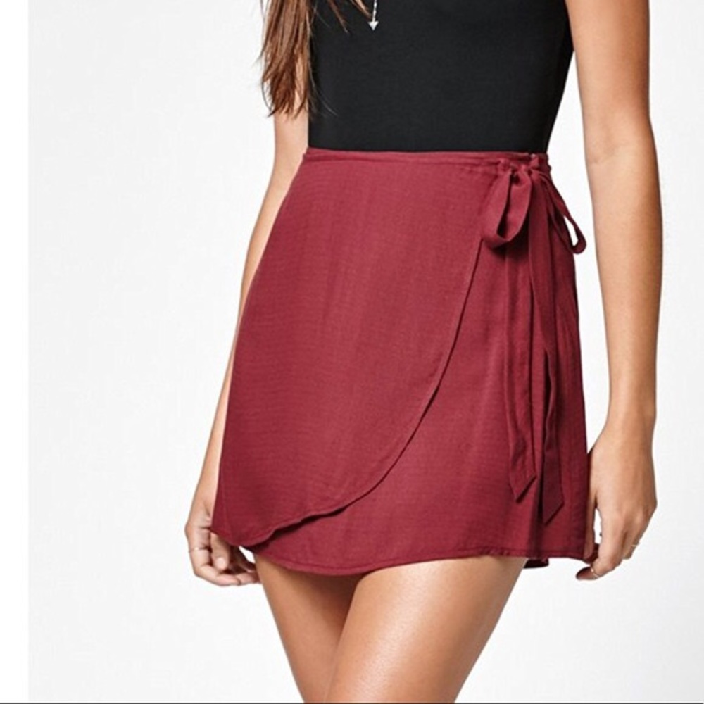 Kendall + Kyle Wine-Colored Wrap Skirt
